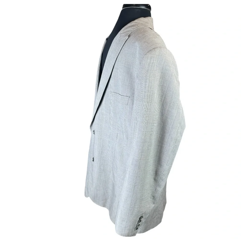Robert Graham Gray Microstripe 100% Cotton Signature Lining Blazer Size 48